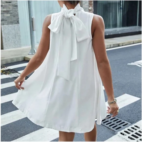 Luxe Neck Tie Party Evening Mini Dress - Picture 7 of 12